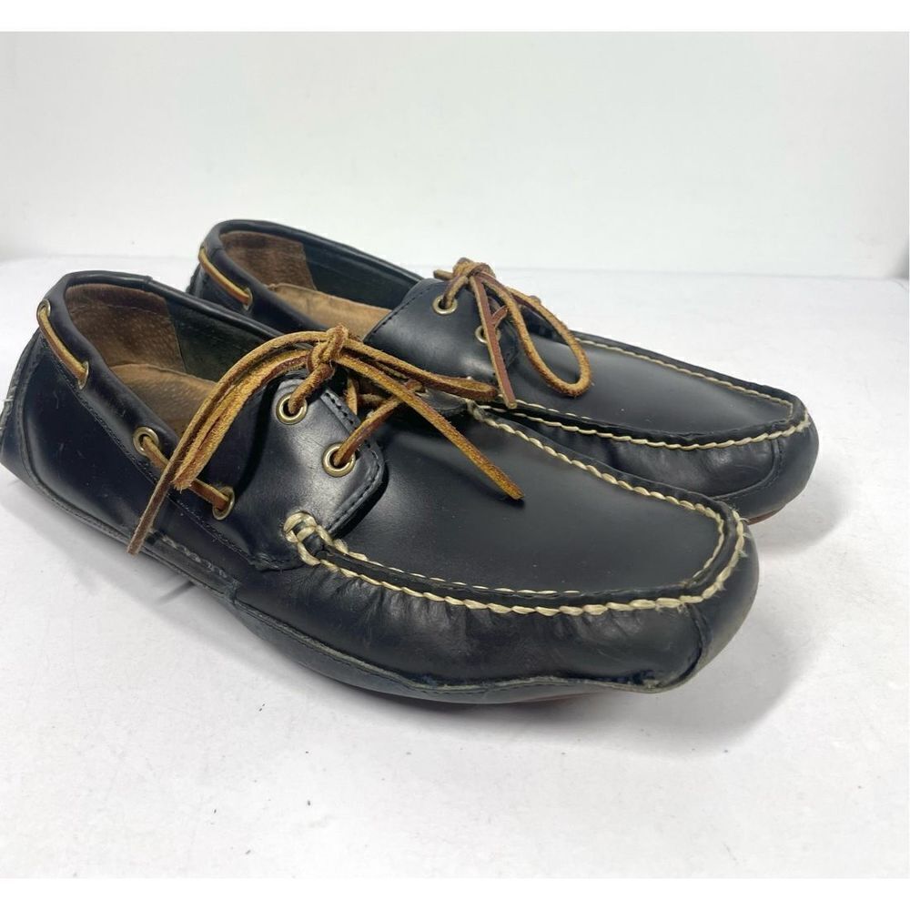 Ralph Lauren Polo Roderick Black Leather Moc Loafers Driving Shoes Mens 8.5